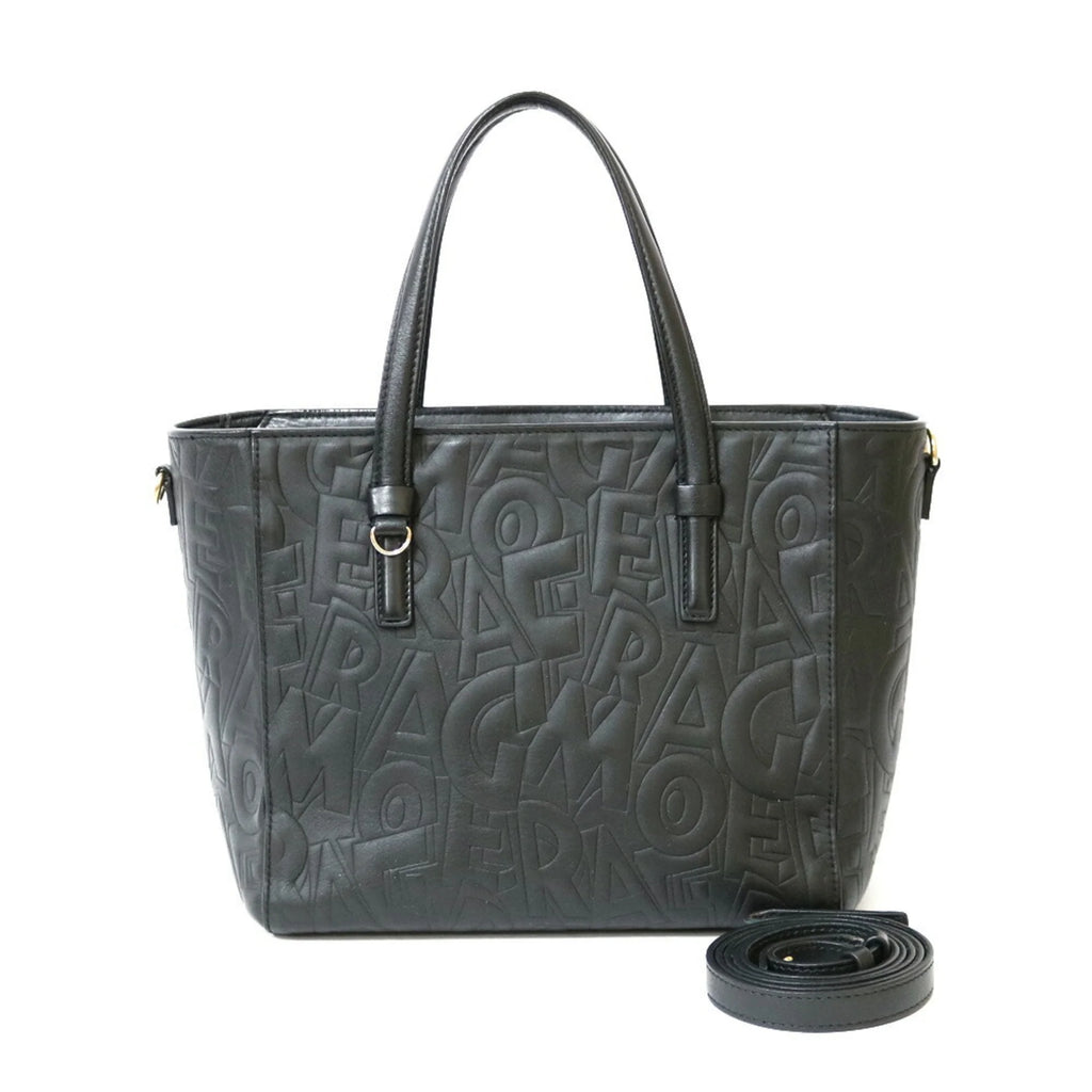 Pre-Owned Black Leather Handbag I698