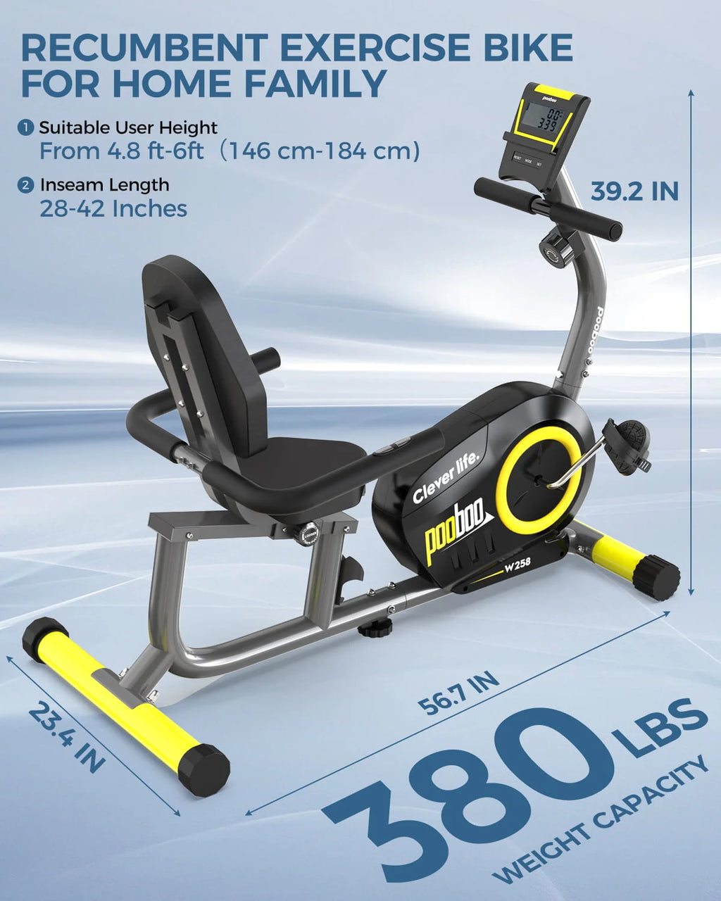 Recumbent Exercise Bike Belt Drive Indoor Cycling Bike X80036