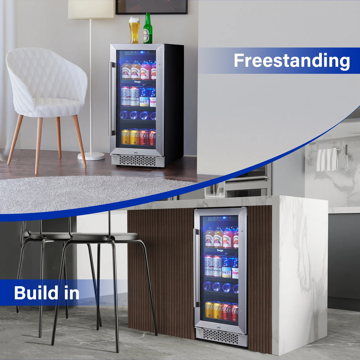 15" 80 Cans Beverage Refrigerator with Glass Door and Lock O46658