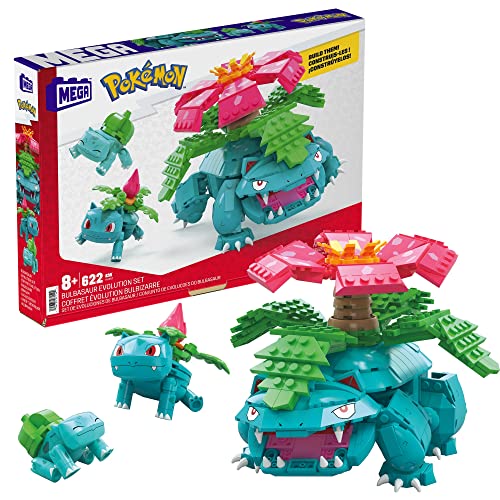 Bulbasaur Evolution Set with 622 Pieces, 3 Poseable Characters X825000