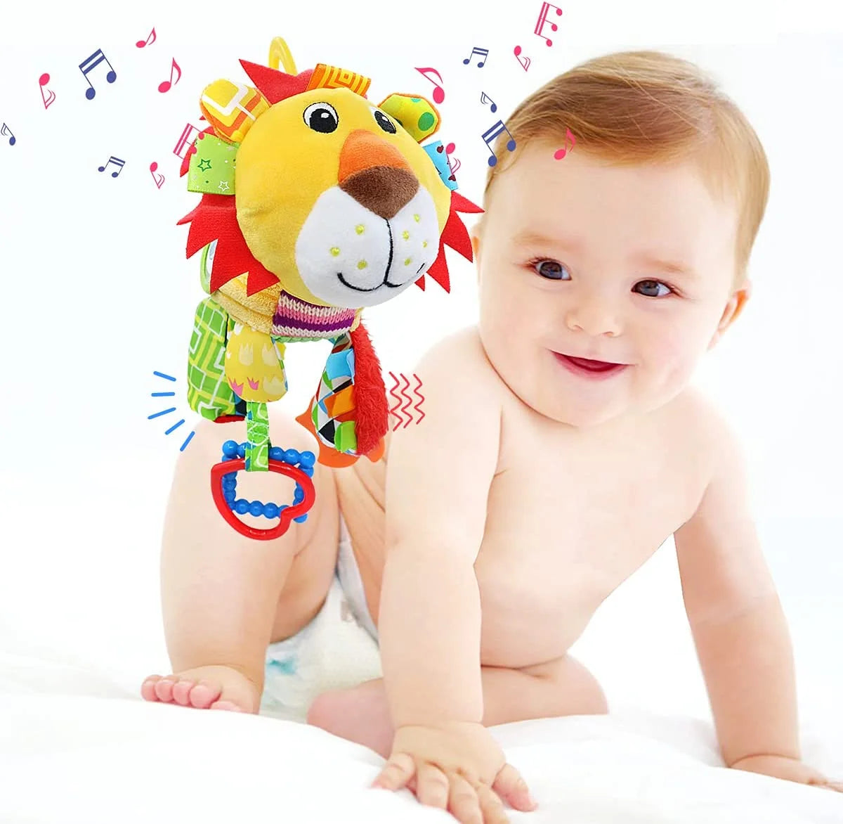 Lion Plush Infant Toy with Musical Box Stroller Hanging Toy Q75034
