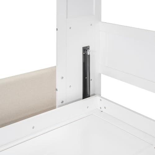 Queen Size Murphy Bed with Sofa and Top Shelf White A87712