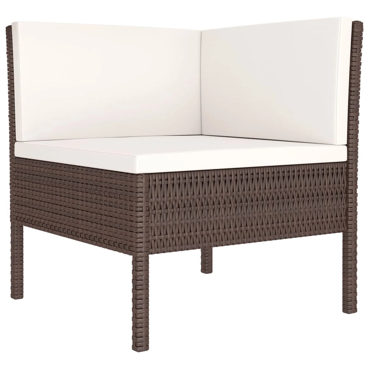 9 Piece Cream White Cushion Brown Poly Rattan Patio Lounge Set U47037