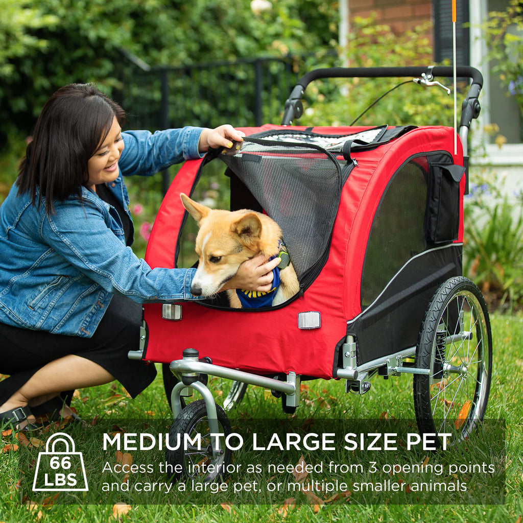 2-in-1 Dog Bike Trailer Pet Stroller Bicycle Carrier N24159