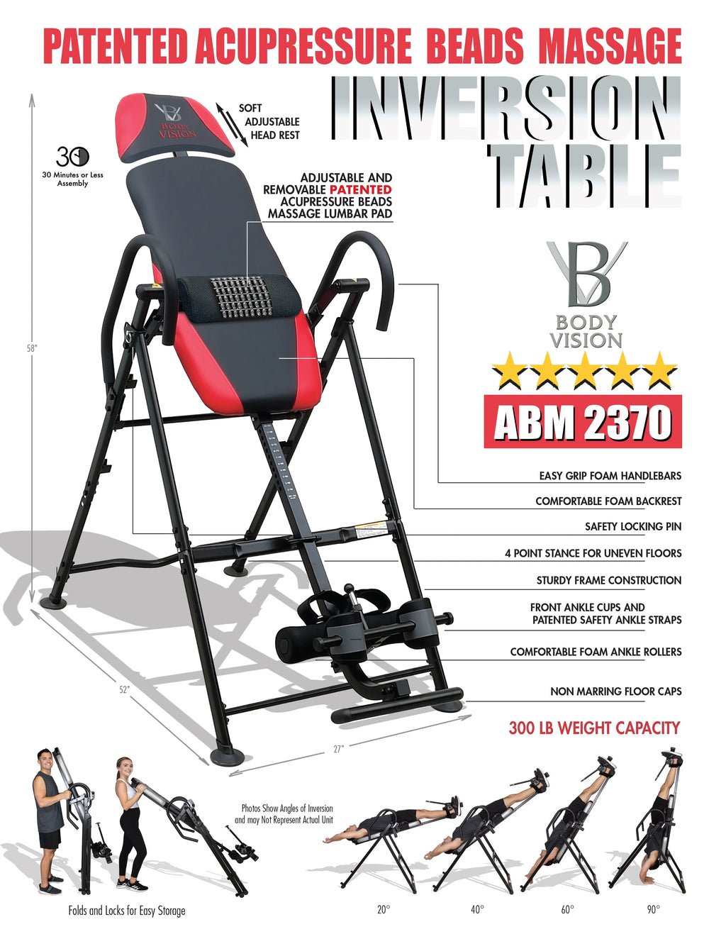 Red Acupressure Beads Massage Inversion Table X69256