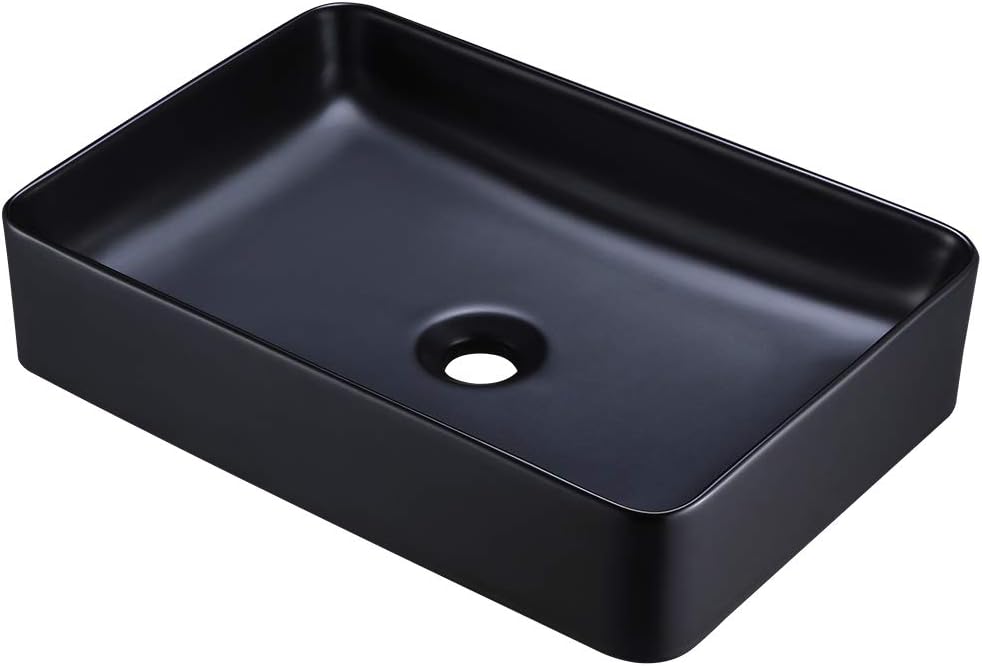 20 Inch Rectangular Matte Black Vessel Sink P9326