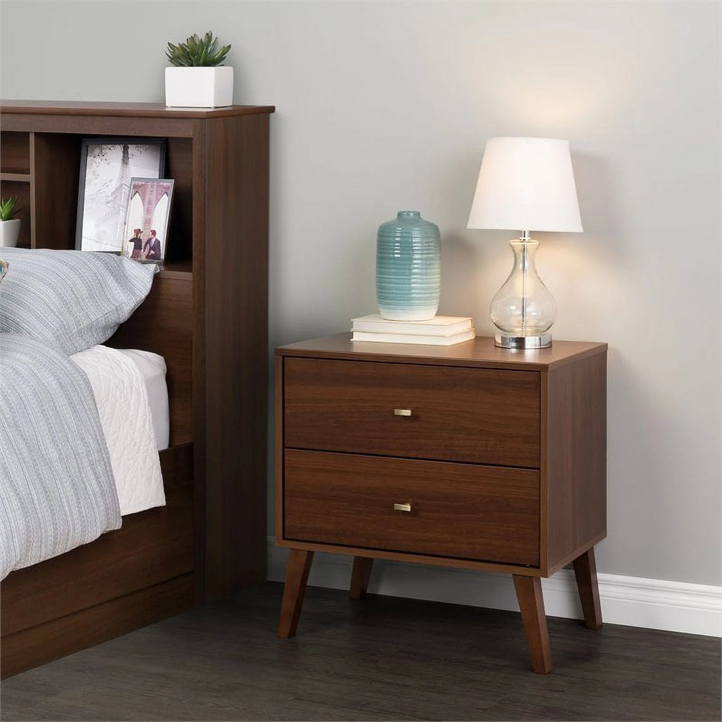 Mid-Century Wood 2 Drawer Nightstand in Cherry B299