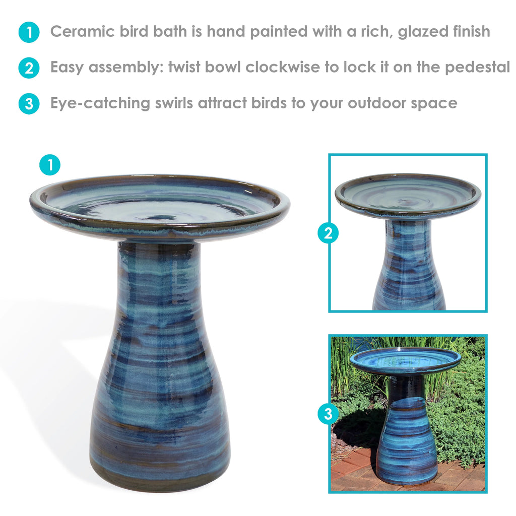 Glazed Ceramic Outdoor Bird Bath J81453