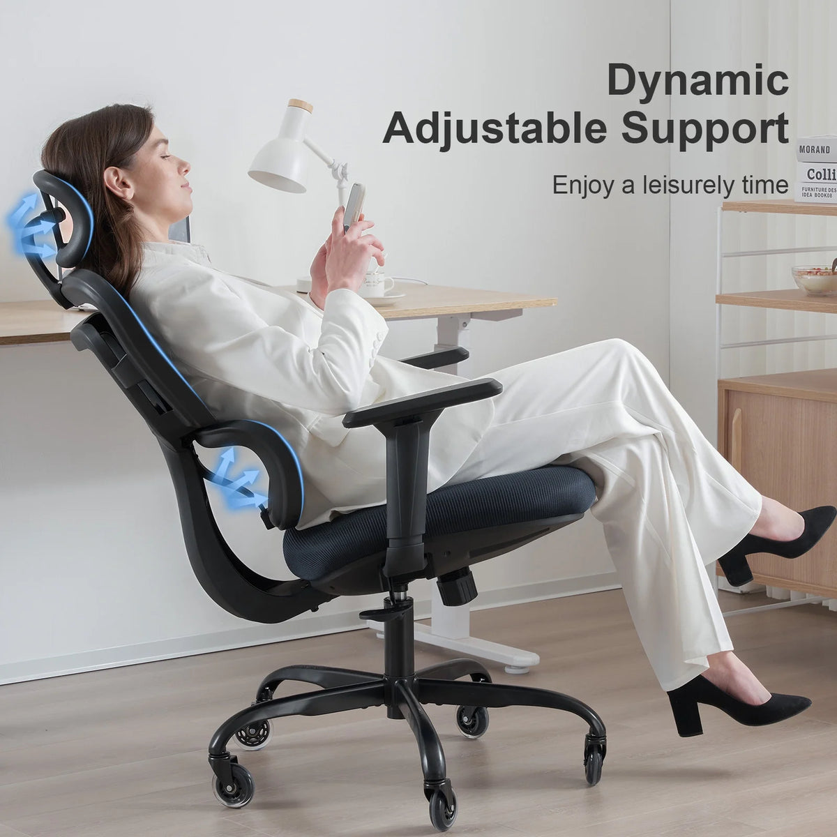 Ergonomic Mesh Office Chair with Lumbar Support and Wheels, Black V956362
