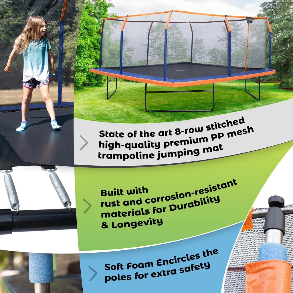 12 x 12 FT Square Trampoline Set with Enclosure and Safety Pad P365