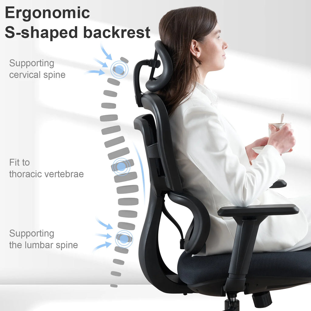 Ergonomic Mesh Office Chair with Lumbar Support and Wheels, Black V956362