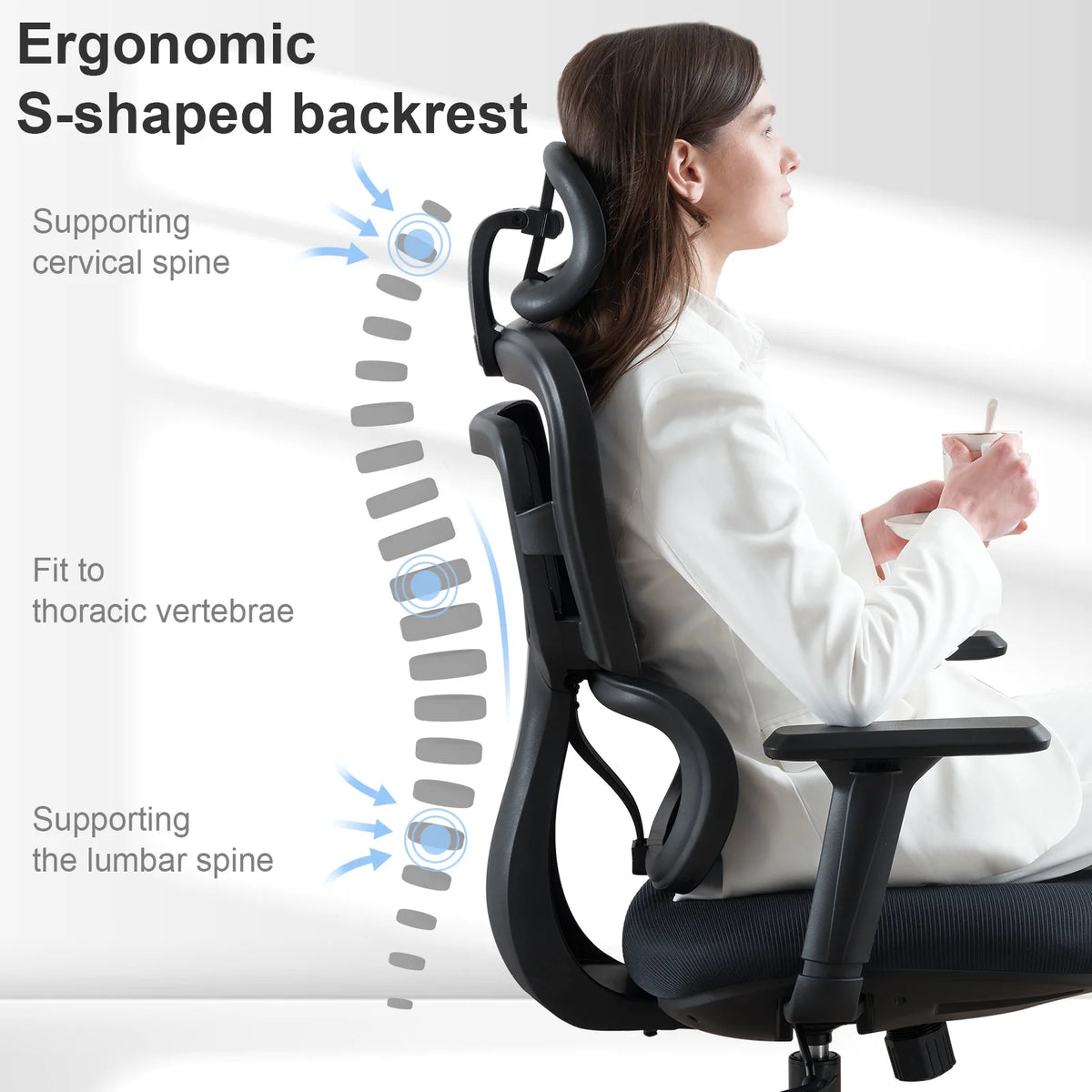 Ergonomic Mesh Office Chair with Lumbar Support and Wheels, Black V956362
