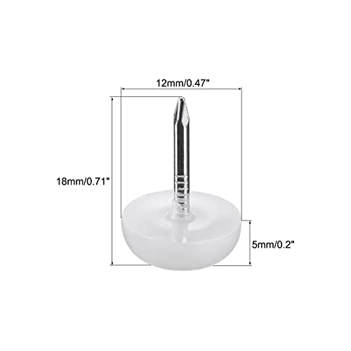 White 60pcs Plastic Furniture Feet Nail Glide Pads 12mm Dia T982