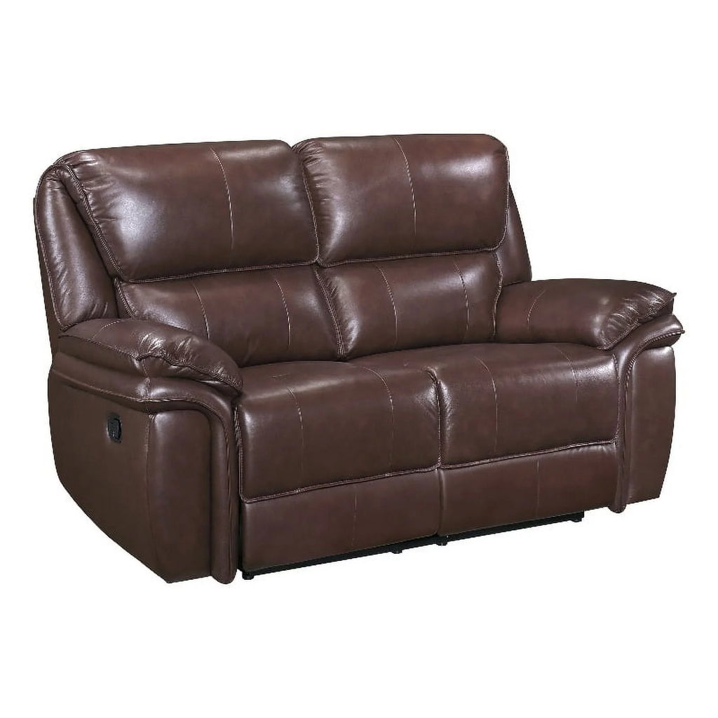 Brown Leather Match Double Reclining Love Seat Y5636