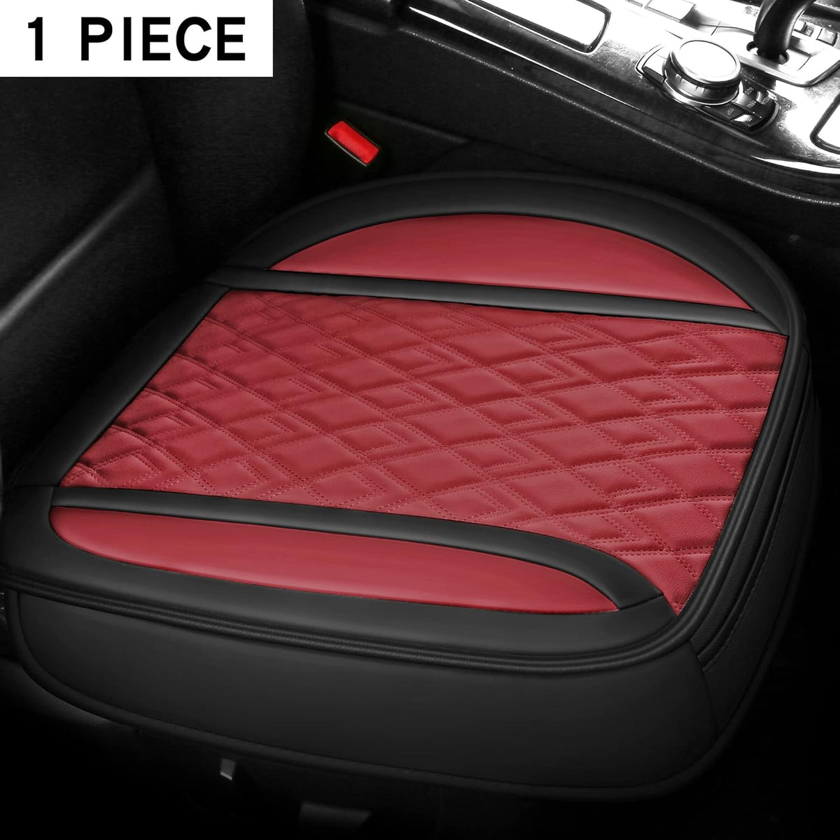 PU Car Seat Covers Protector Front Seat Bottom Black and Brown 2 Piece L43290