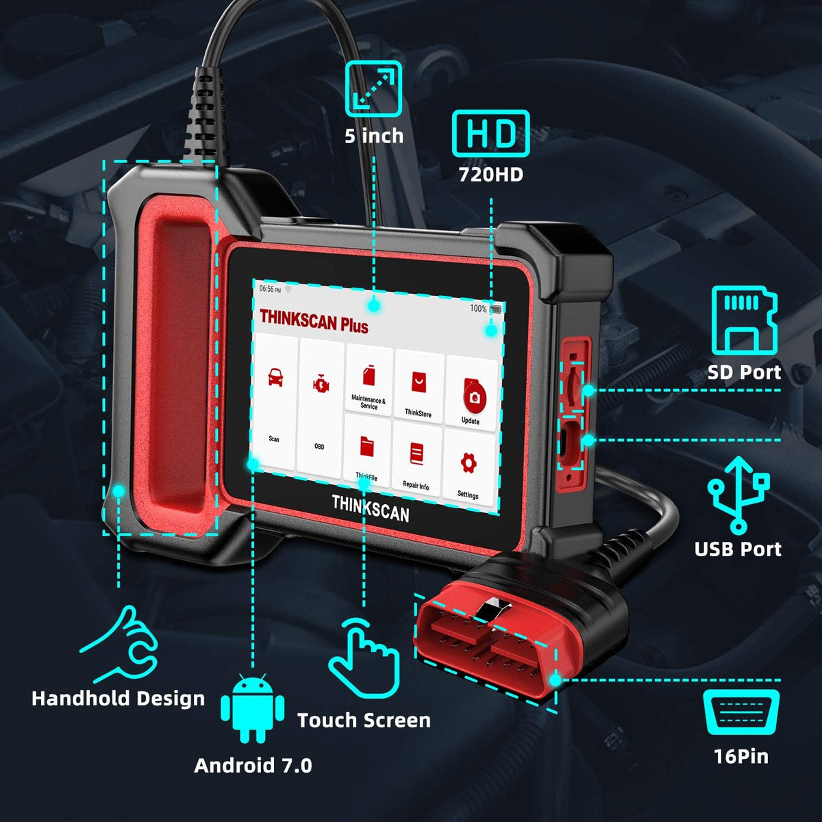 OBD2 Scanner Car Diagnostic Scanner with 28 Reset Functions 5 inch Touchscreen Y46983