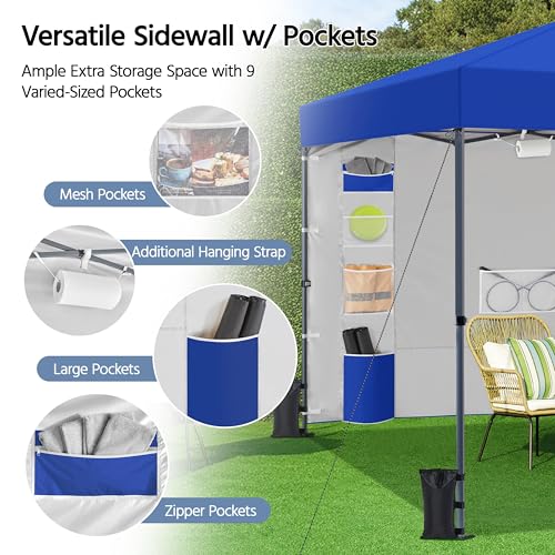 10x10 Pop-up Canopy Tent with Sidewall and Wheeled Bag White M336