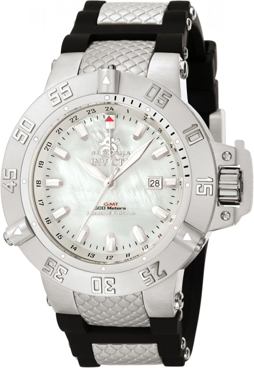 White Mother-Of-Pearl Black Rubber Watch O304273