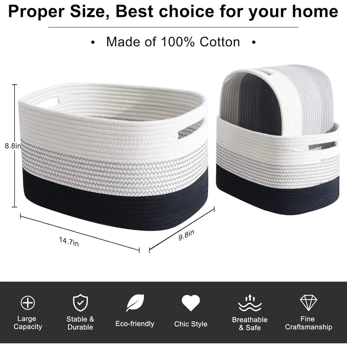 Cotton Rope Woven Storage Basket G116