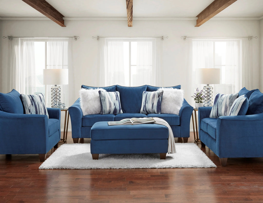 Navy Blue 4-Piece Fabric Sofa Set M742