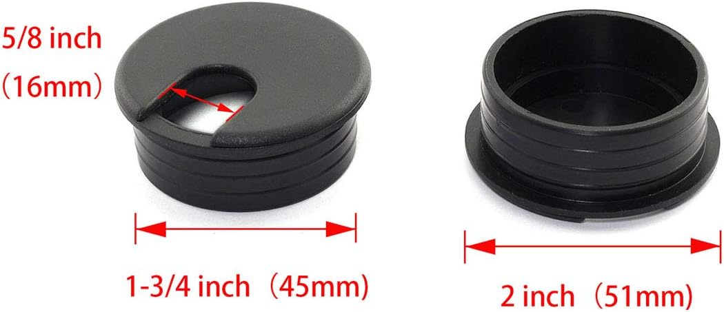 Black 2pcs 1-3/4 inch Desk Wire Cord Cable Grommets Hole Cover Plastic K693