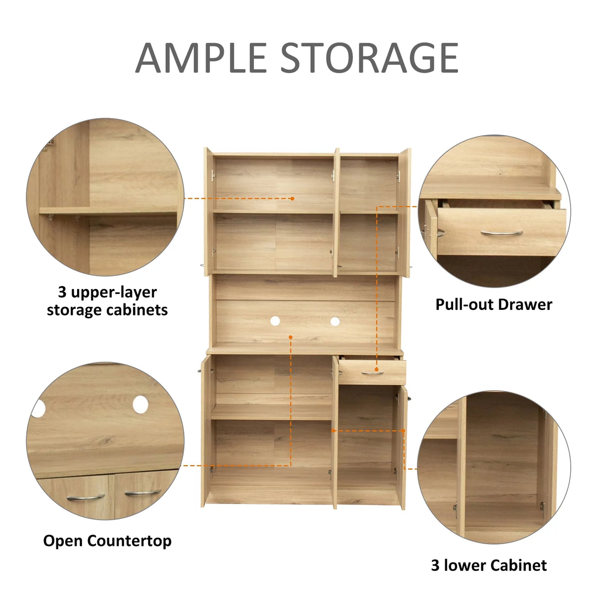 70.87" Tall 6-Door 1-Drawer Wardrobe Kitchen Cabinet I997