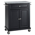 Solid Granite Top Kitchen Cart in Black K9023