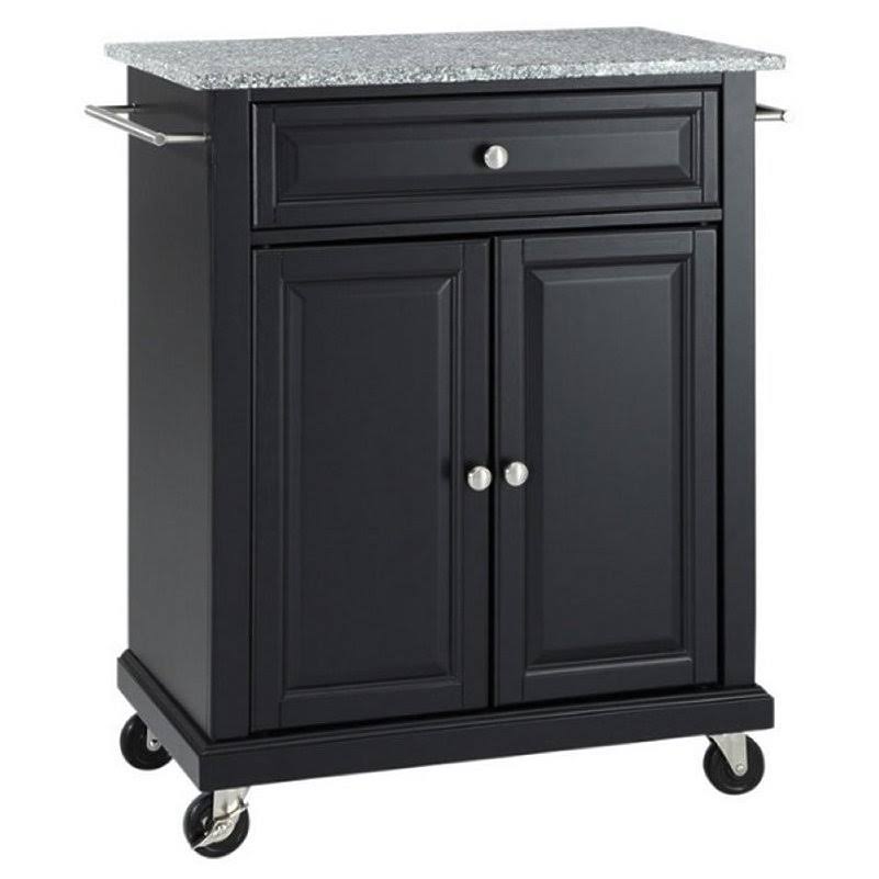Solid Granite Top Kitchen Cart in Black K9023