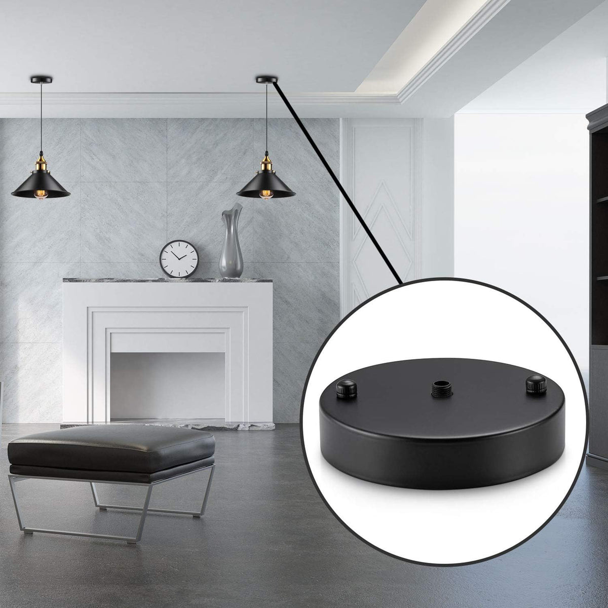 Black Steel Ceiling Canopy Kit with Hardware T596593
