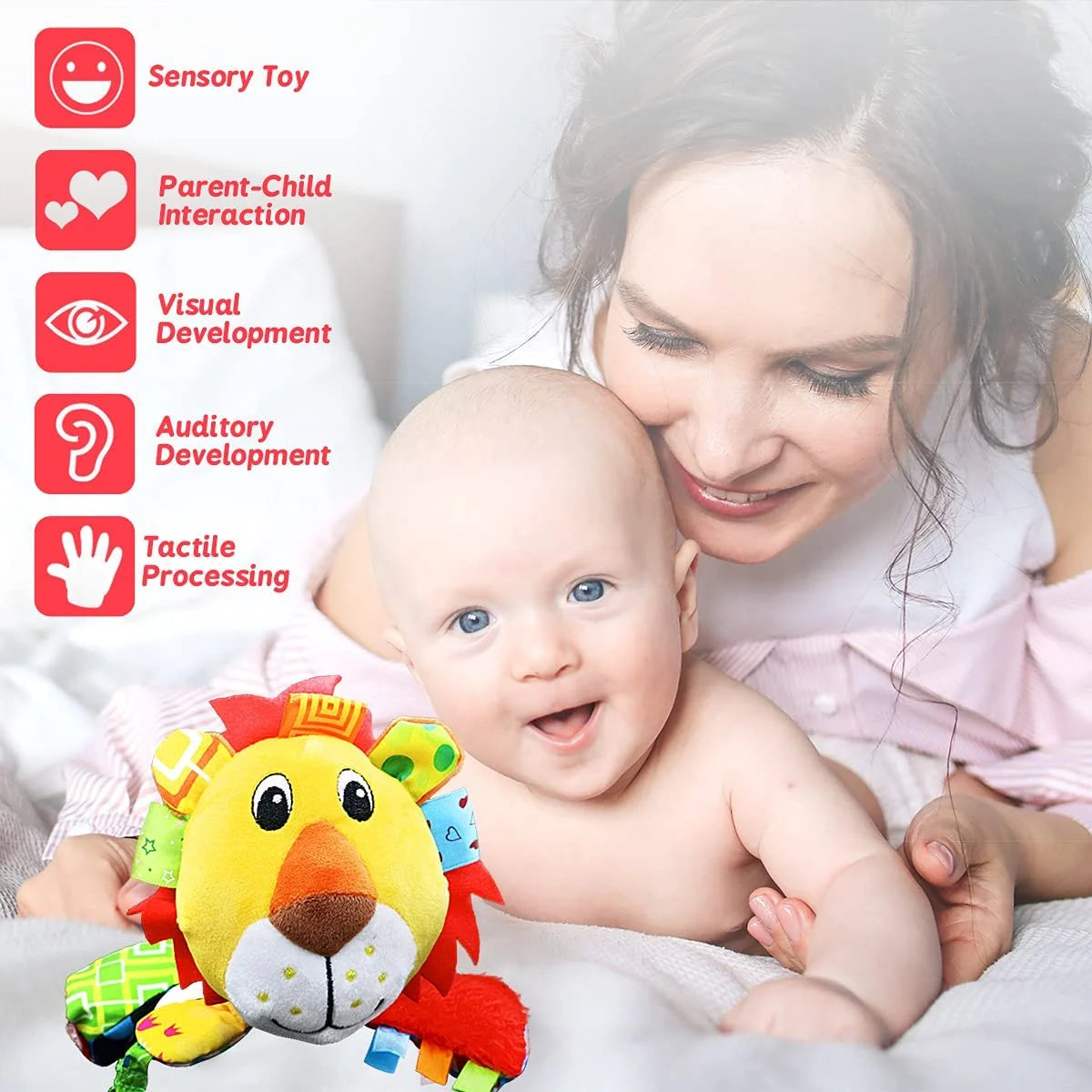 Lion Plush Infant Toy with Musical Box Stroller Hanging Toy Q75034