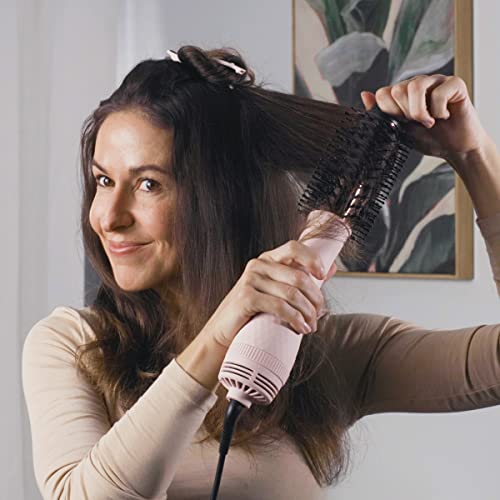2-in-1 Titanium Blow Dryer Brush with Oval Barrel (Blush - 60 mm) U153