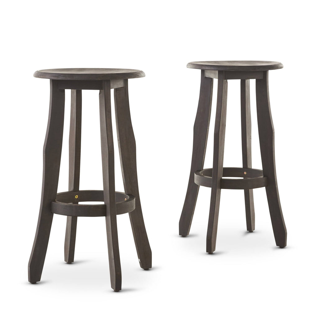 Grey Acacia Wood Barstool (Set of 2) D79363