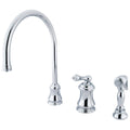 Single Handle Widespread Kitchen Faucet with Brass Sprayer, Polished Chrome A41017