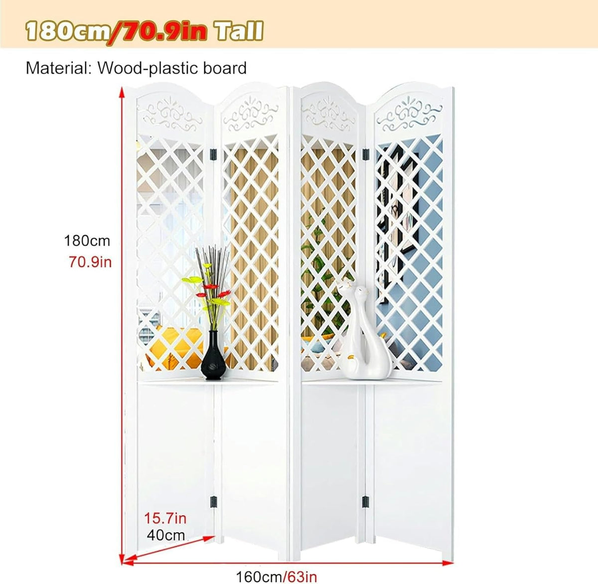 4 Panel Wood Room Divider E170