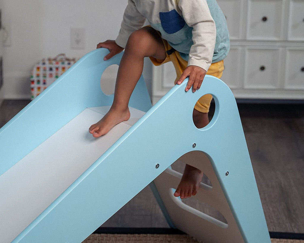 Wooden Indoor Slide for Kids Ages 18mo - 4 Years (Blue) D847