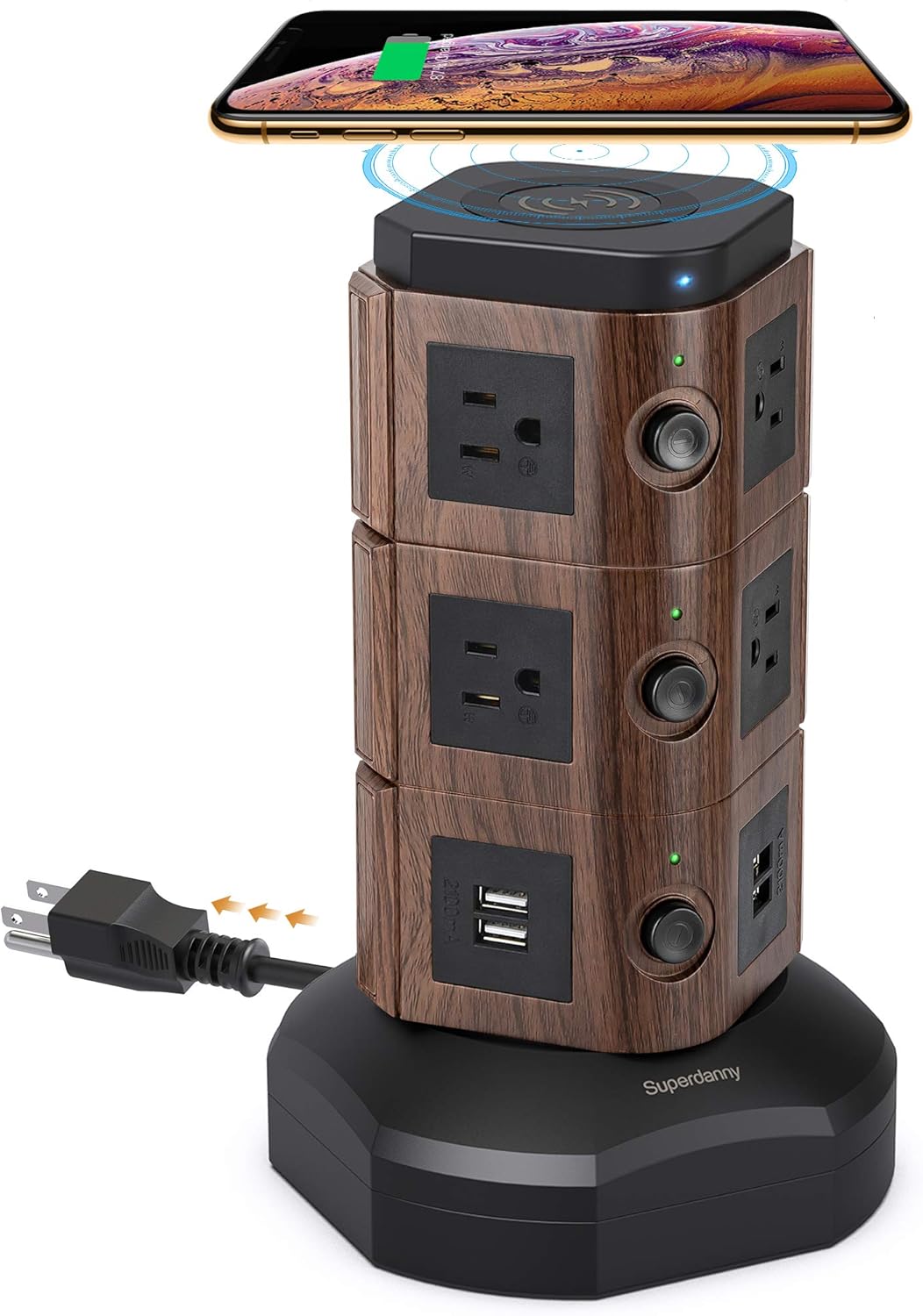 Gold 13A Surge Protector Tower with 10 AC Outlets and 4 USB Slots, Pack of 2 M709549