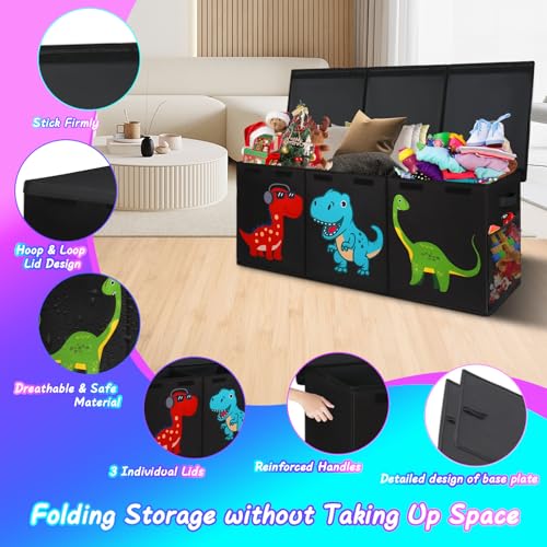 Extra Large Collapsible Storage Organizer with Lids, 40"x16"x16" Black F28617