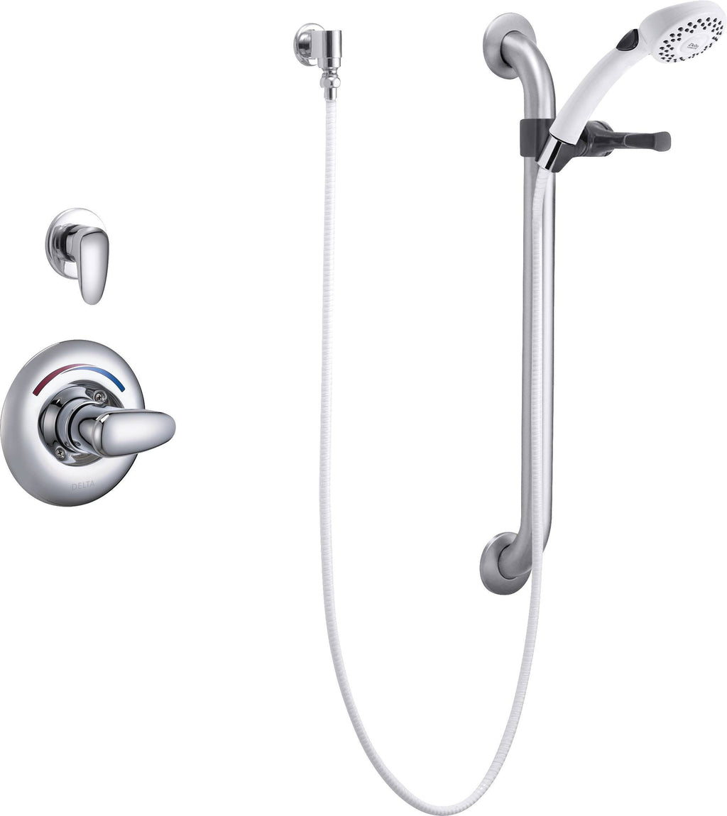 Chrome Dual Shower Trim, Diverter, Hand Shower, and Grab Bar S955