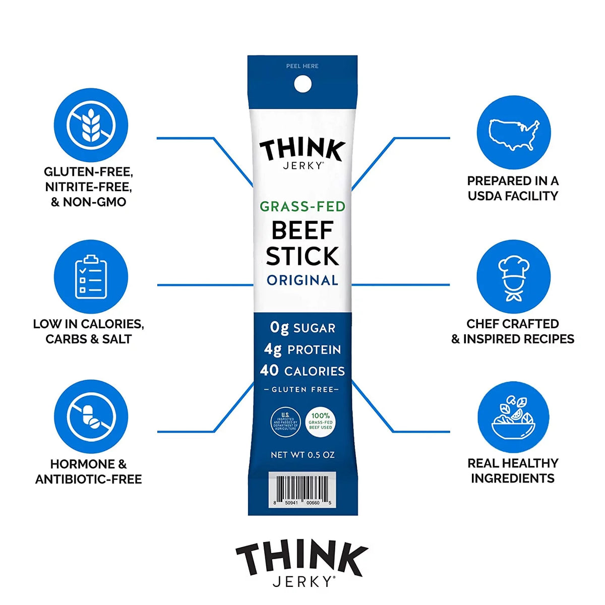 Original Grass-Fed Beef Sticks 0.5 Ounce Pack of 20 I638293
