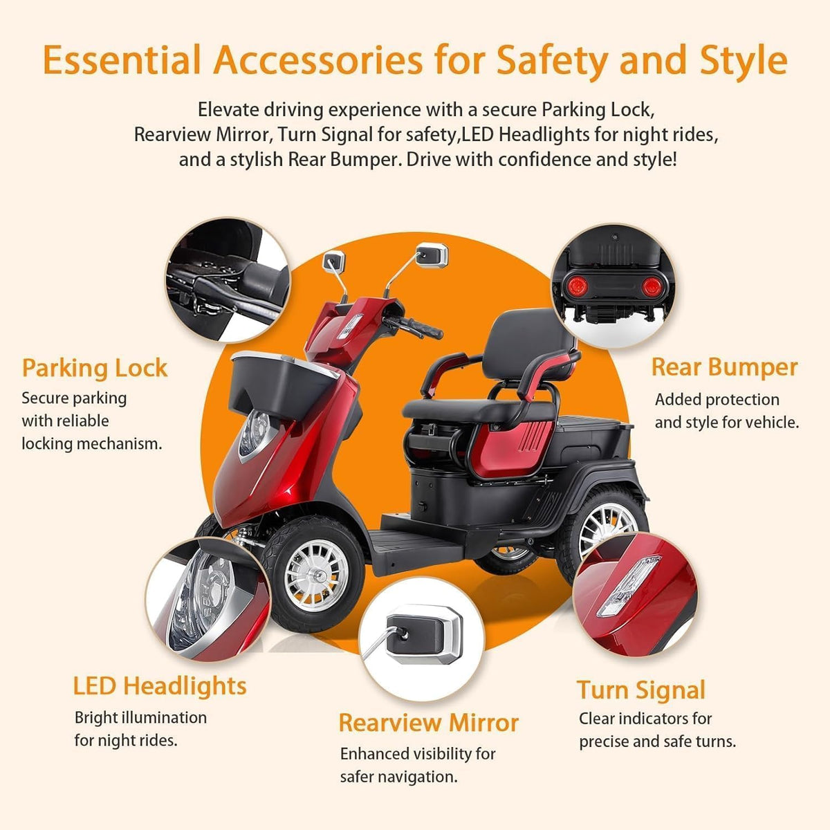 Red 2 Seater Mobility Scooter W750030