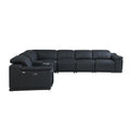 Black Italian Leather Power Recline L-Shape Corner Sectional 7 Piece S447