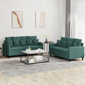 Dark Green Velvet 2 Piece Sofa Set with Cushions W73640