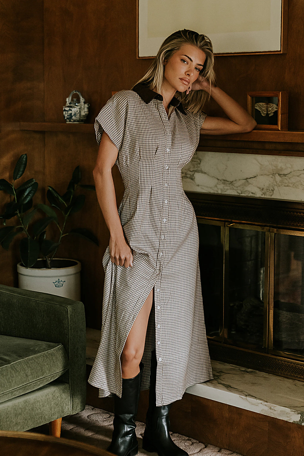 Houndstooth Maxi Dress R593913