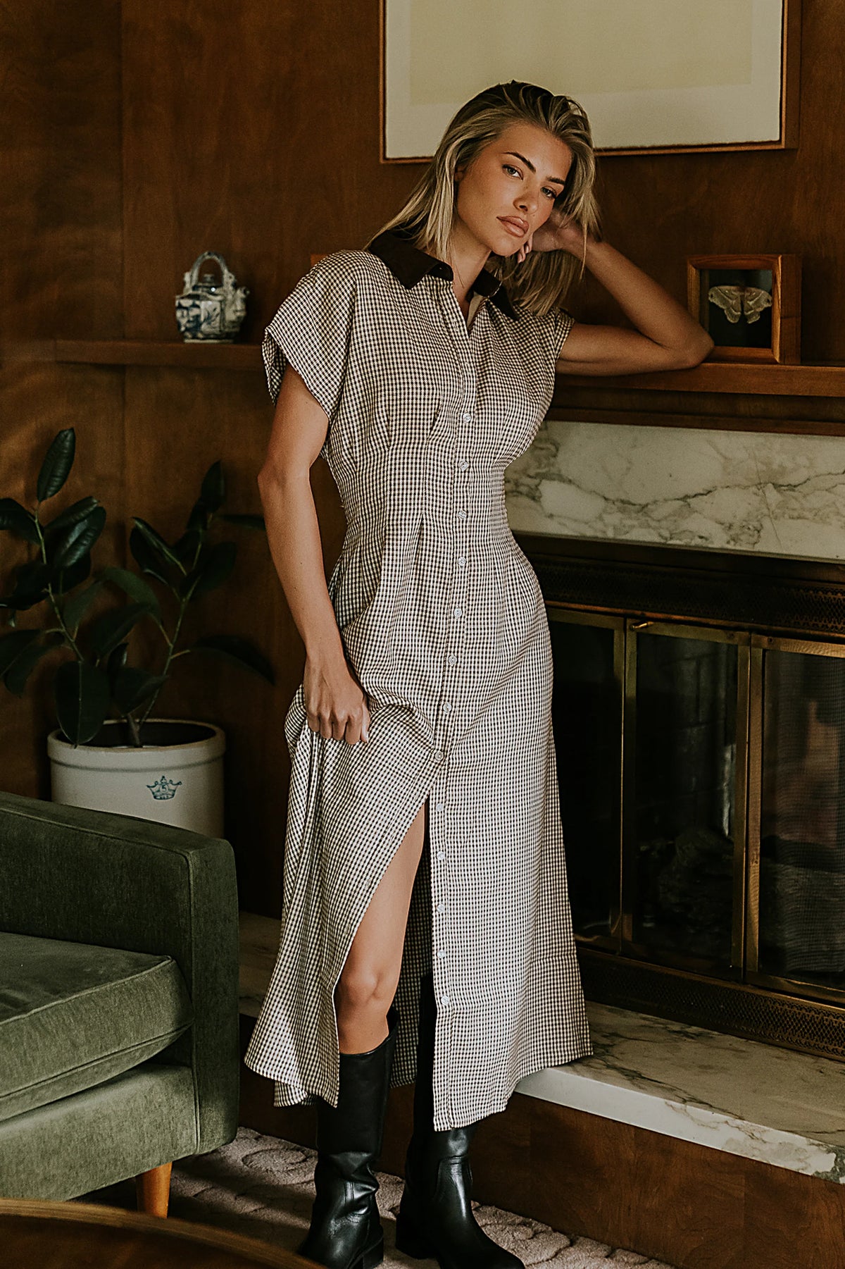 Houndstooth Maxi Dress R593913