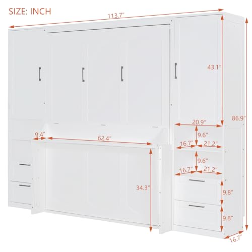 Gray Queen Size Murphy Bed with Desk U950
