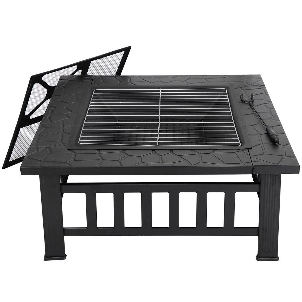 32 Outdoor Wood Burning Fire Pit Square Metal Stove S747946