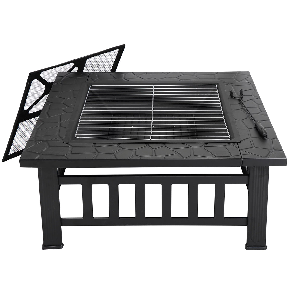 32 Outdoor Wood Burning Fire Pit Square Metal Stove S747946
