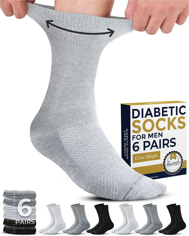 6 Pairs Crew Diabetic Socks Y461604