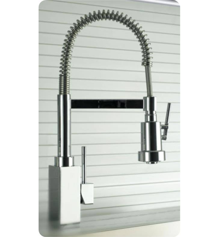 Chrome Single Handle Kitchen Faucet with Spring Spout D57331