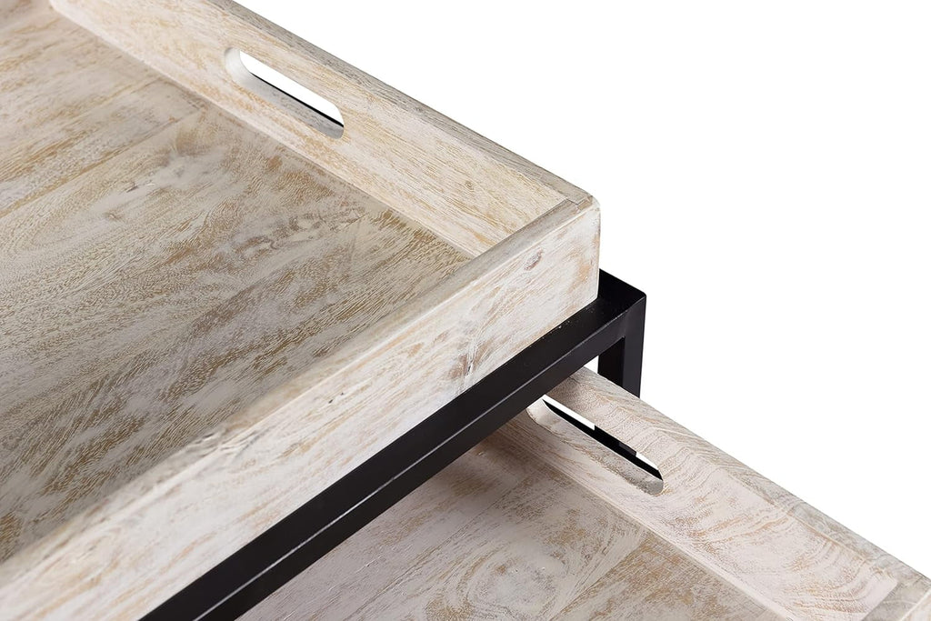 Natural Wood Nesting Tables Set Of 2 W7401